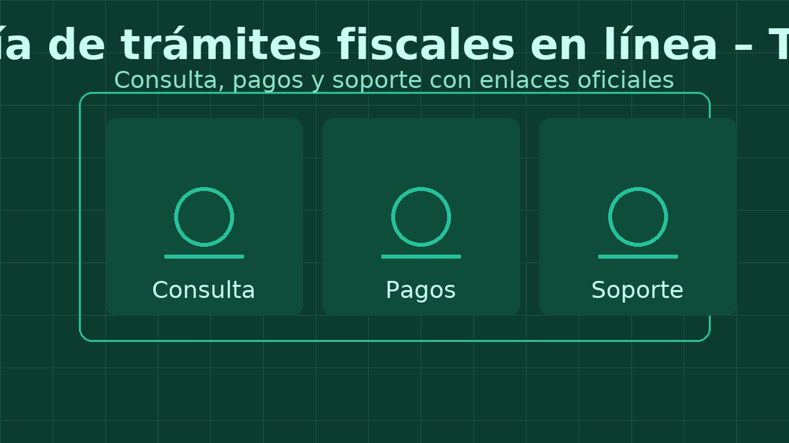 Paneles de Consulta, Pagos y Soporte en una guía de trámites fiscales de TGR.