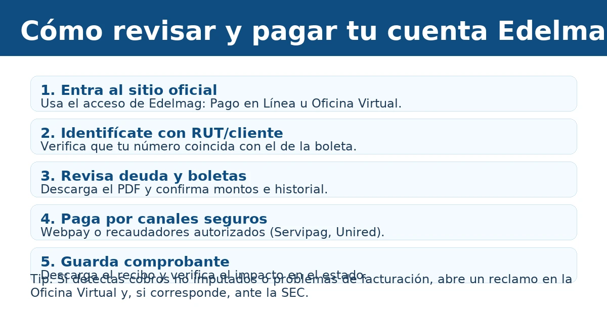 Cómo revisar y pagar tu cuenta Edelmag: entrar al sitio oficial, identificarse, revisar deuda, pagar seguro y guardar comprobante
