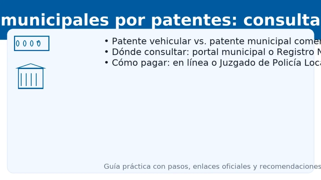 Multas municipales por patentes (Chile): consulta y pago — patente vehicular vs. patente municipal comercial, dónde consultar y cómo pagar