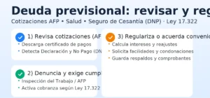 Deuda previsional en Chile: cómo revisar cotizaciones impagas (DNP) en AFP/Previred, denunciar y regularizar según Ley 17.322