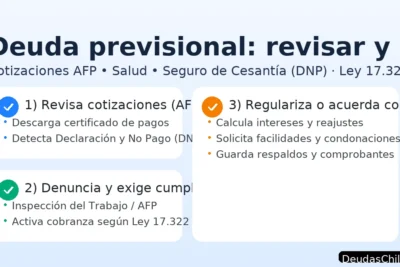Deuda previsional en Chile: cómo revisar cotizaciones impagas (DNP) en AFP/Previred, denunciar y regularizar según Ley 17.322
