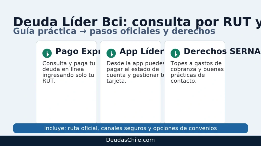 Deuda Líder Bci: consulta por RUT y pagar en línea; opciones por App Bci y derechos del consumidor